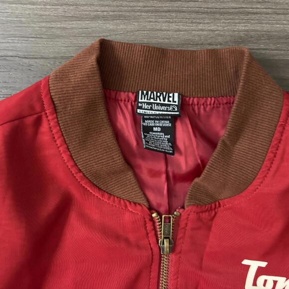 Marvel By Her Universe Iron Man Bomber Jacket Tony Stark Size Medium Rust Red - Picture 3 of 7